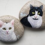cat portrait paintings on stone