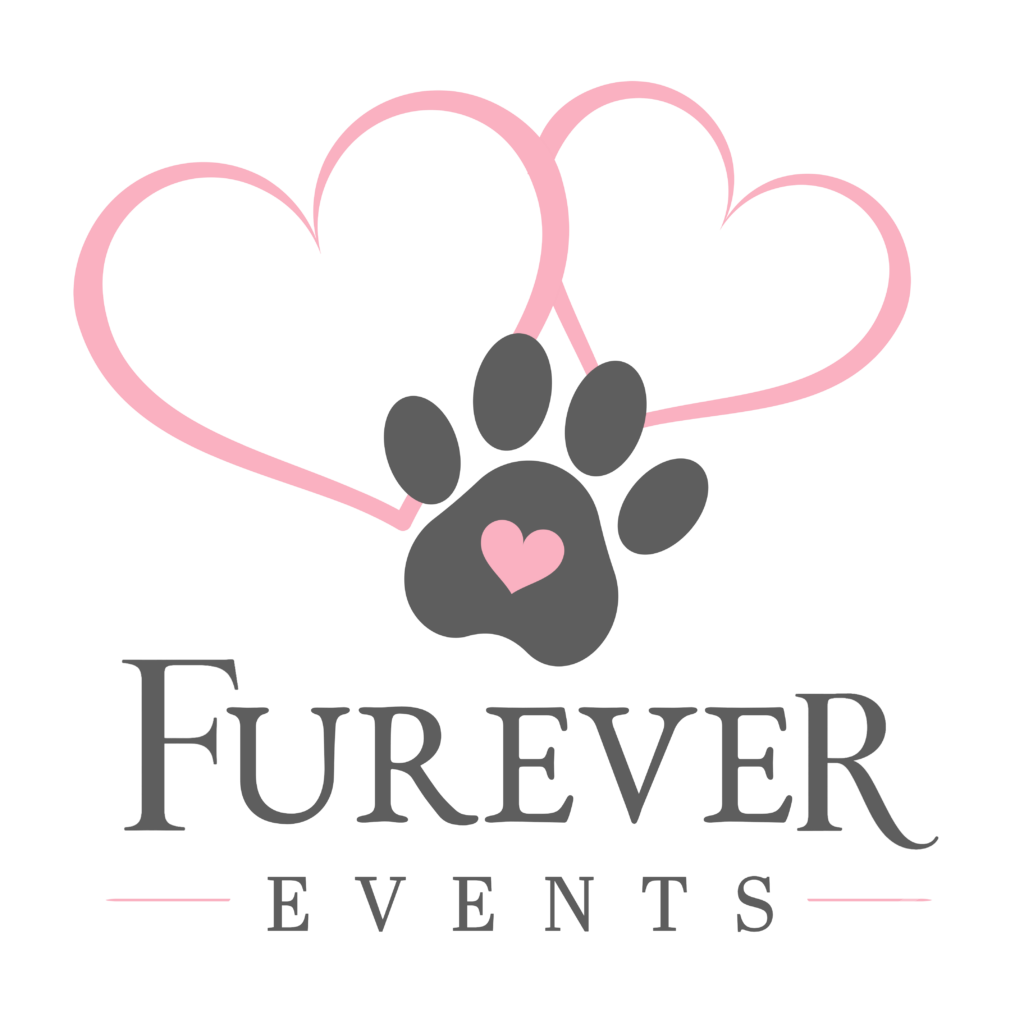 Furever Events logo displaying two hearts and a paw print